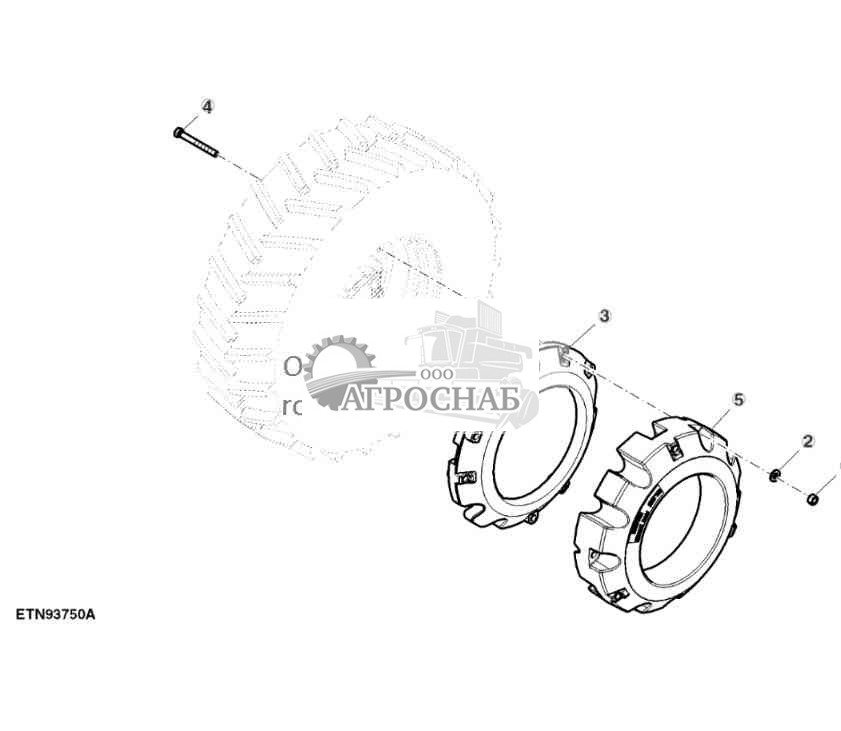 Грузы, стальное ведущее колесо, 72 и 205 кг, внешние (показана левая сторона) 